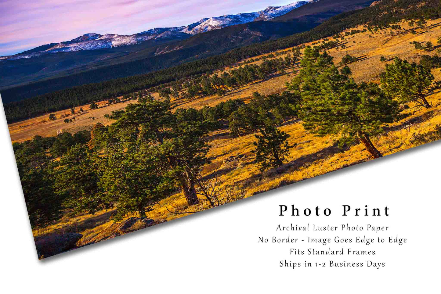 Western Photography Print - Picture of Rocky Mountain Skyline and Valley at Twilight near Estes Park Colorado Landscape Wall Art Photo Decor