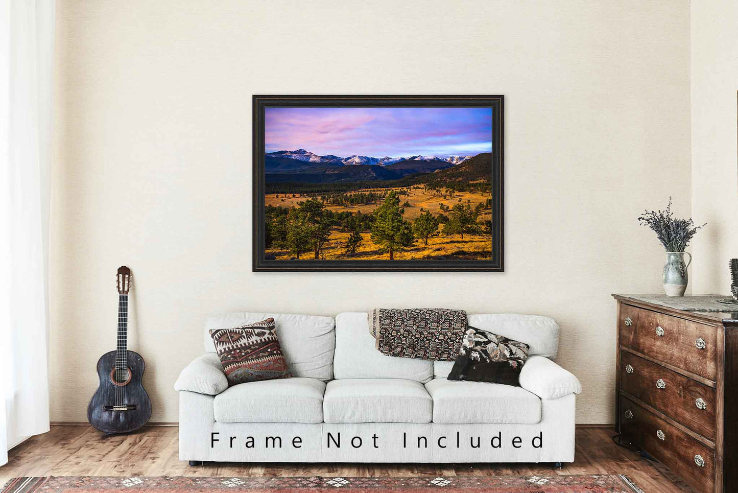 Western Photography Print - Picture of Rocky Mountain Skyline and Valley at Twilight near Estes Park Colorado Landscape Wall Art Photo Decor
