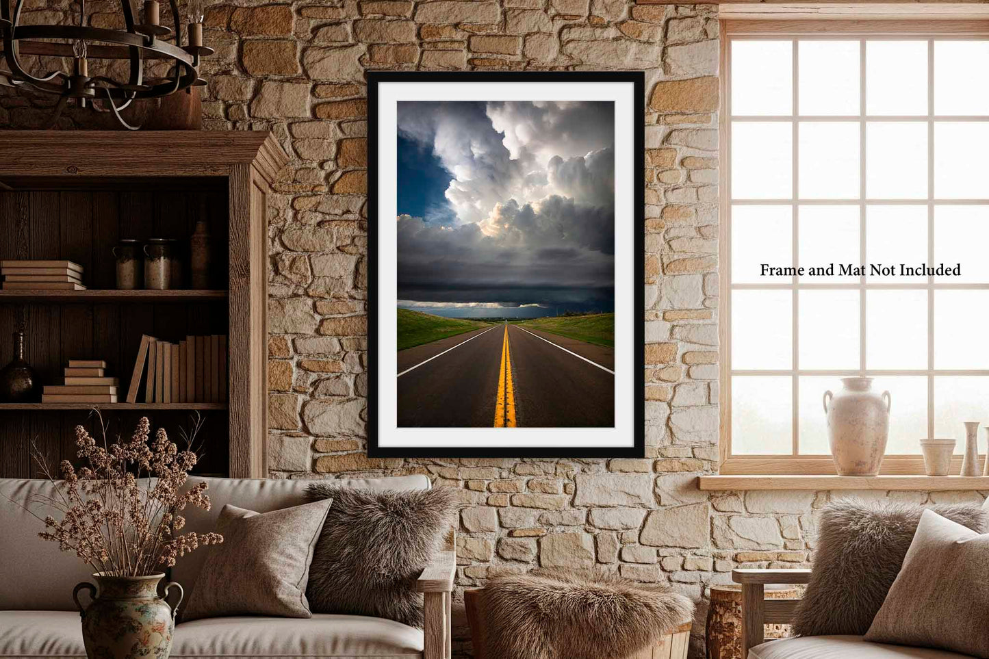 Storm Photography Print | Supercell Thunderstorm Over Highway Picture | Vertical Kansas Wall Art | Weather Photo | Wanderlust Decor | Not Framed
