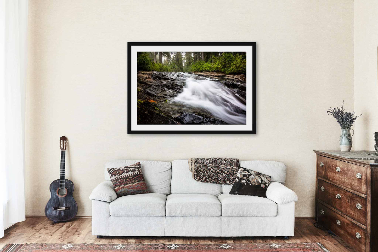 Framed and Matted Print- Picture of Paradise River Rushing to Narada Falls in Washington Mount Rainier National Park Wall Art Pacific Northwest Decor