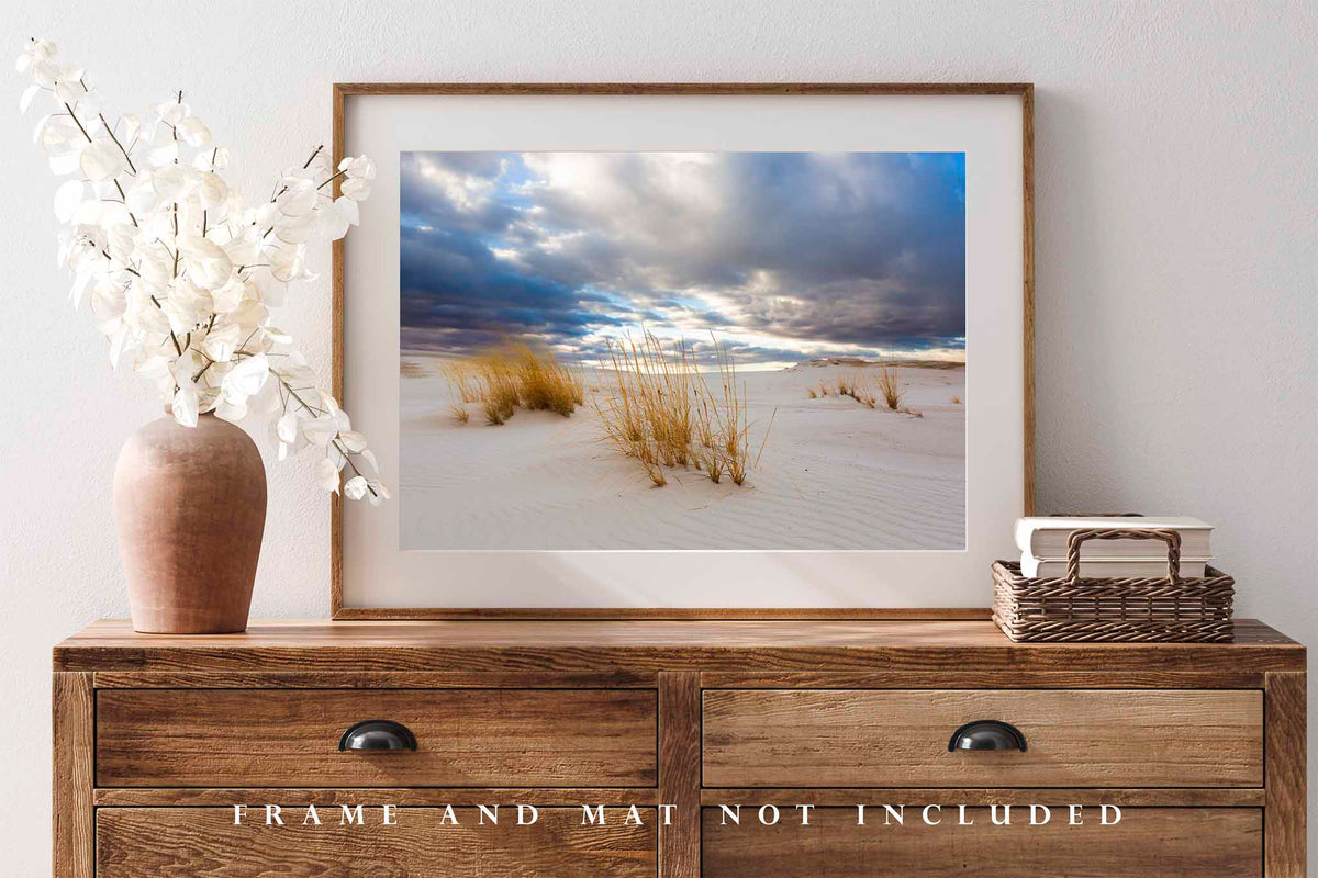 Golden Grass in Sand Dunes in New Mexico Photo Print (Unframed) | White Sands National Park Wall Art Nature Decor
