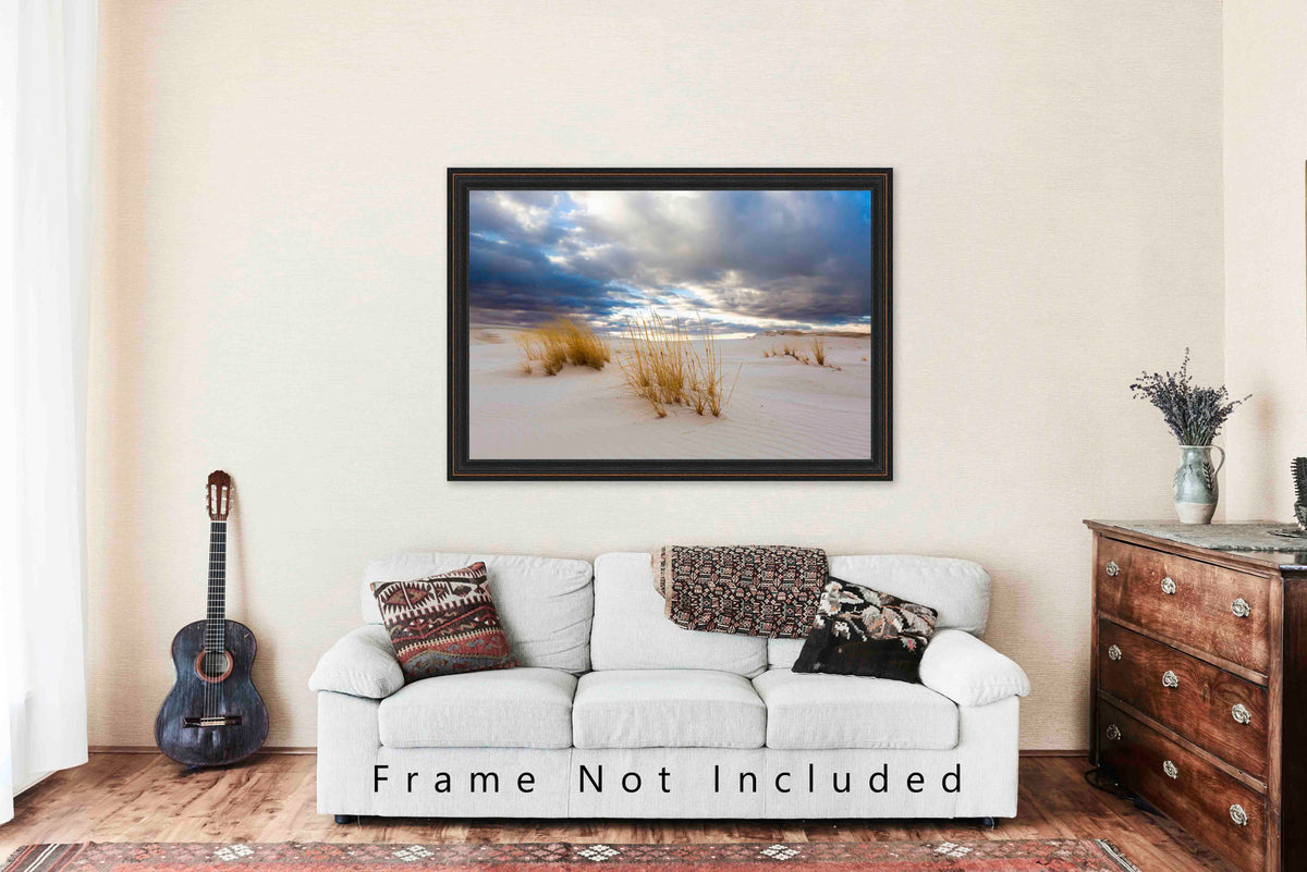 Golden Grass in Sand Dunes in New Mexico Photo Print (Unframed) | White Sands National Park Wall Art Nature Decor