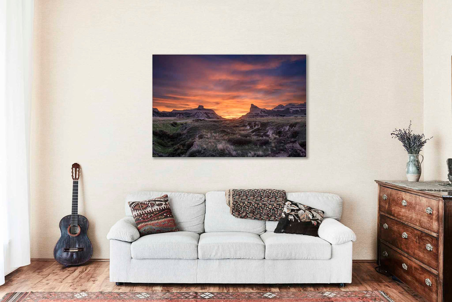 Scotts Bluff Canvas | Prairie Gallery Wrap | Sunset Photography | Nebraska Landscape Wall Art | Western Decor | Ready to Hang