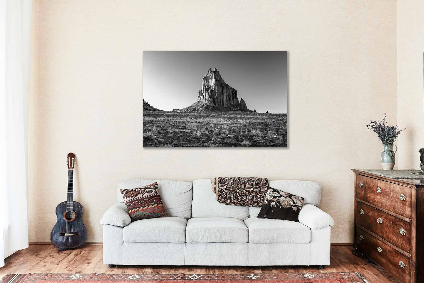 Shiprock Metal Print | Black and White Photography | Navajo Landscape Wall Art | New Mexico Photo | Southwest Decor | Ready to Hang