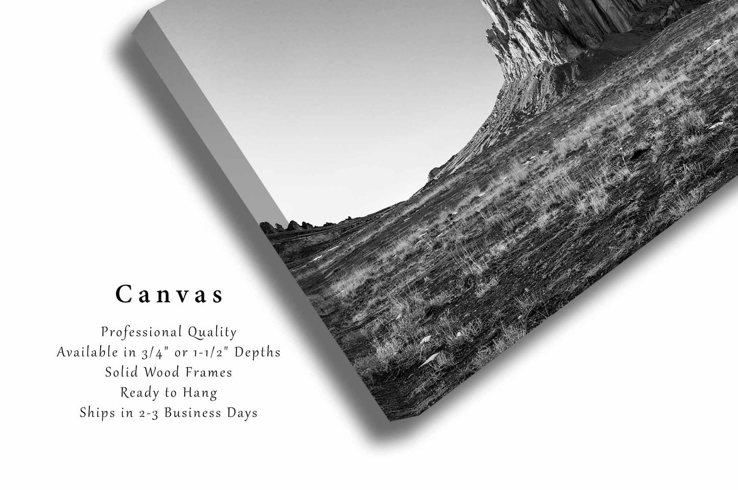 Four Corners Canvas Wall Art (Ready to Hang) Black and White Gallery Wrap of Shiprock New Mexico Navajo Nation Photography Desert Southwest Decor