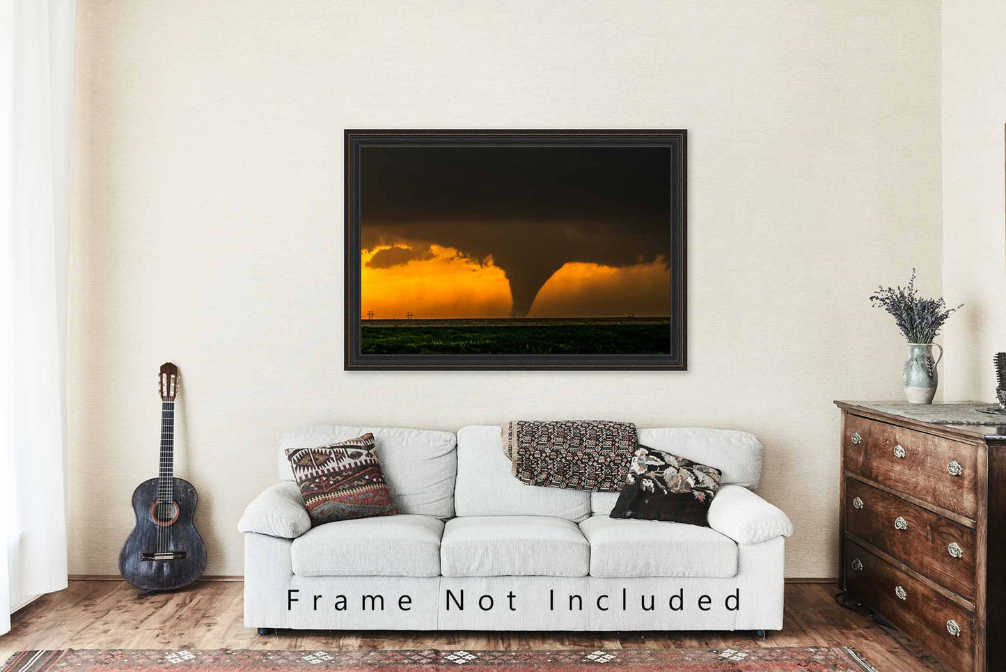 Tornado Picture - Kansas Photography Print of Large Twister at Sunset on Stormy Evening Weather Landscape Storm Wall Art Photo Decor