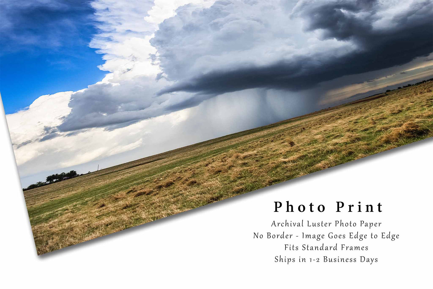 Thunderstorm Dropping Rain in Oklahoma Photo Print (Unframed) | Storm Cloud Wall Art Weather Decor
