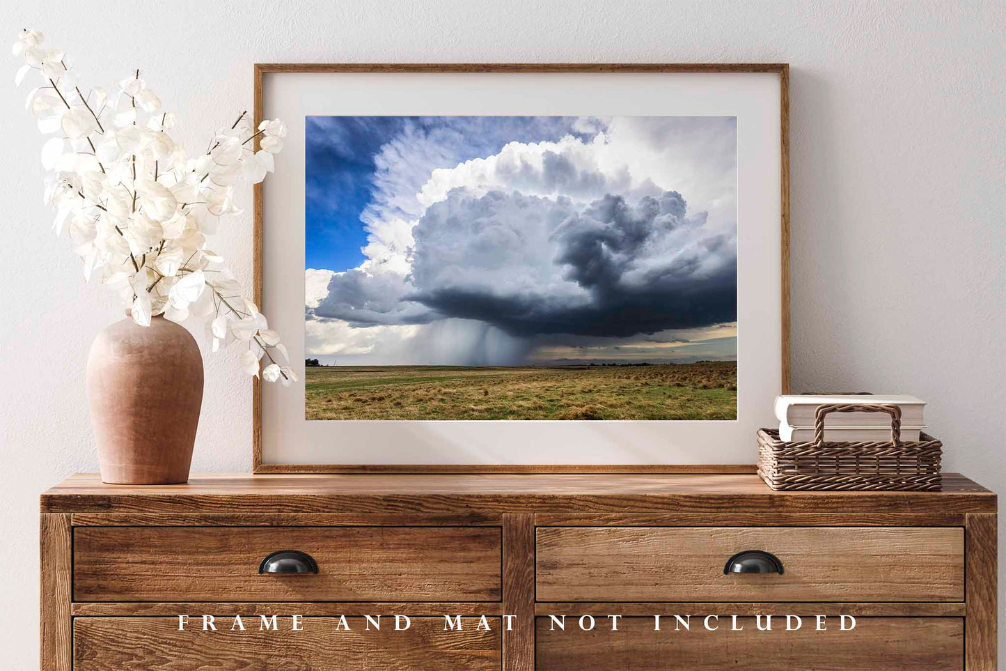 Thunderstorm Dropping Rain in Oklahoma Photo Print (Unframed) | Storm Cloud Wall Art Weather Decor