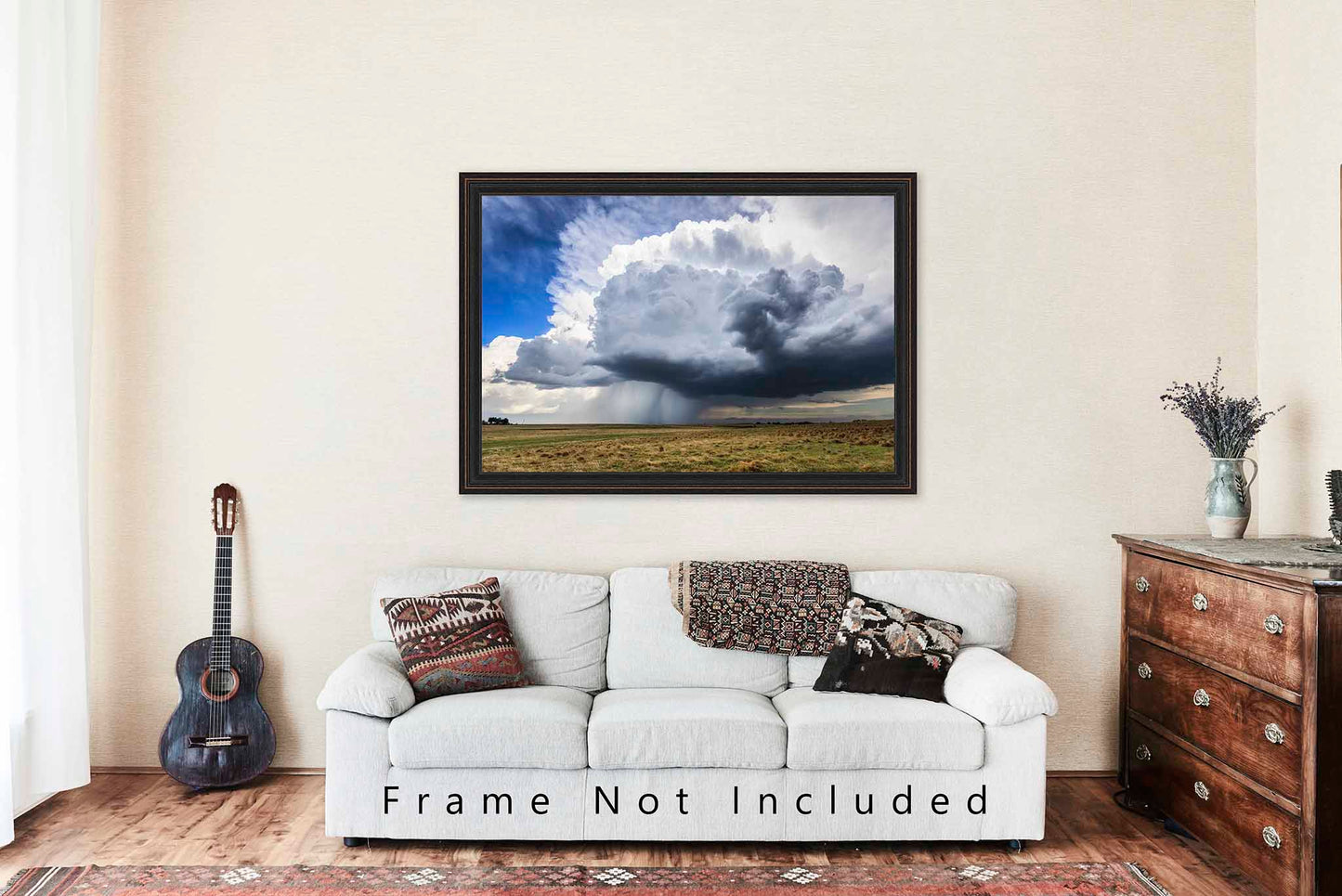 Thunderstorm Dropping Rain in Oklahoma Photo Print (Unframed) | Storm Cloud Wall Art Weather Decor
