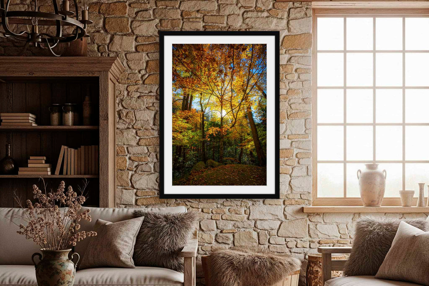 Forest Framed Print | Great Smoky Mountains Photo | Tennessee Decor | Vertical Fall Foliage Photography | Nature Wall Art | Ready to Hang