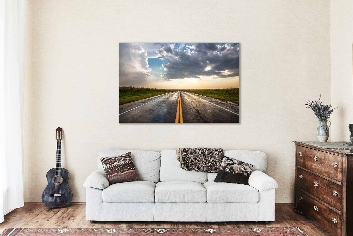 Rain Soaked Highway Canvas | Road Trip Gallery Wrap | Adventure Photography | Oklahoma Wall Art | Storm Chasing Decor | Ready to Hang