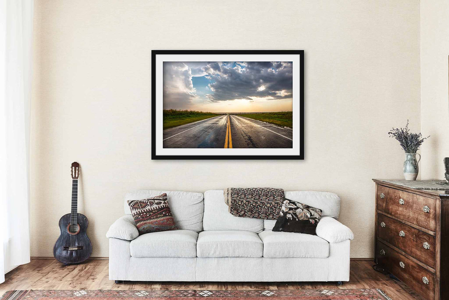 Rain Soaked Highway Framed and Matted Print | Road Trip Photo | Adventure Decor | Oklahoma Photography | Storm Chasing Wall Art | Ready to Hang