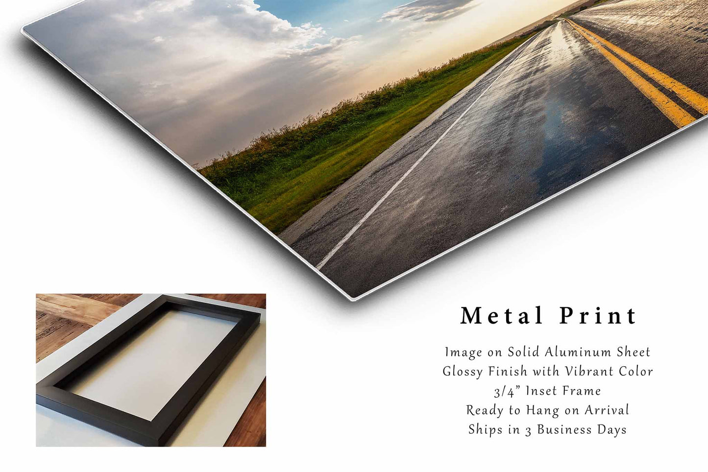 Rain Soaked Highway Metal Print | Road Trip Photography | Adventure Wall Art | Oklahoma Photo | Storm Chasing Decor | Ready to Hang