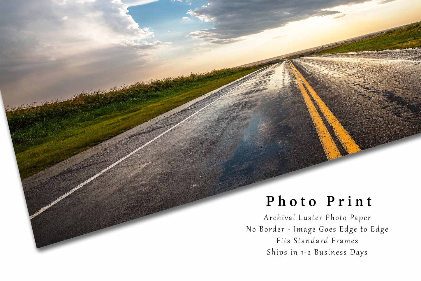 Rain Soaked Highway Photography Print | Road Trip Picture | Adventure Wall Art | Oklahoma Photo | Storm Chasing Decor | Not Framed
