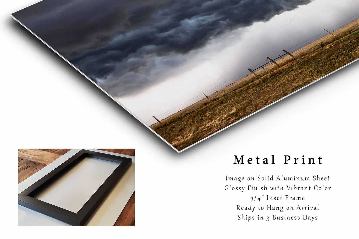 Storm Clouds Boiling Over Plains in Kansas Metal Print Wall Art | Thunderstorm Photography Weather Decor