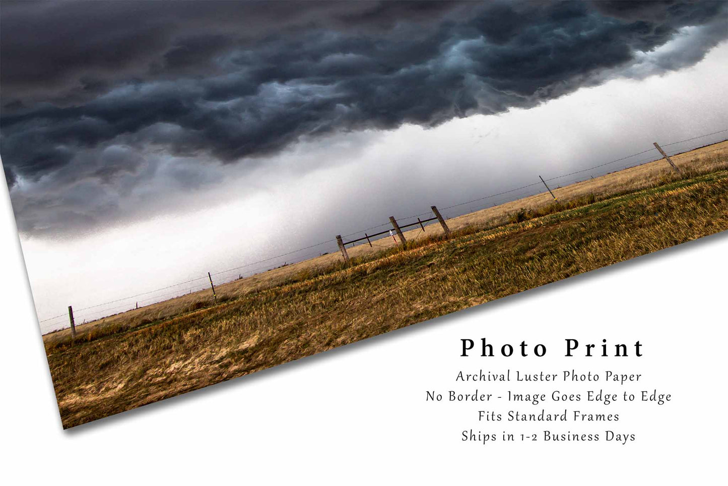 Storm Clouds Boiling Over Plains in Kansas Photo Print (Unframed) | Thunderstorm Wall Art Weather Decor