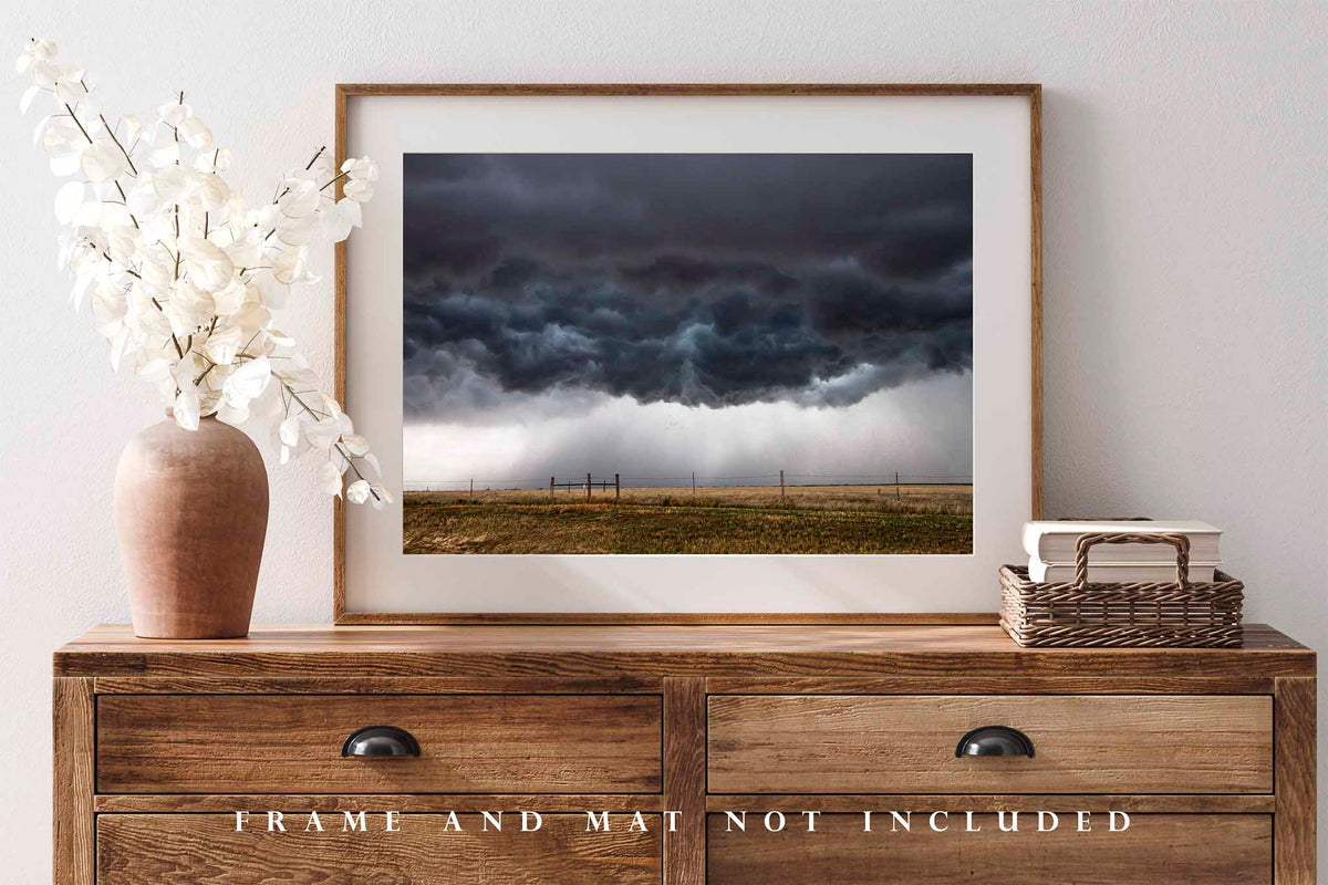 Storm Clouds Boiling Over Plains in Kansas Photo Print (Unframed) | Thunderstorm Wall Art Weather Decor