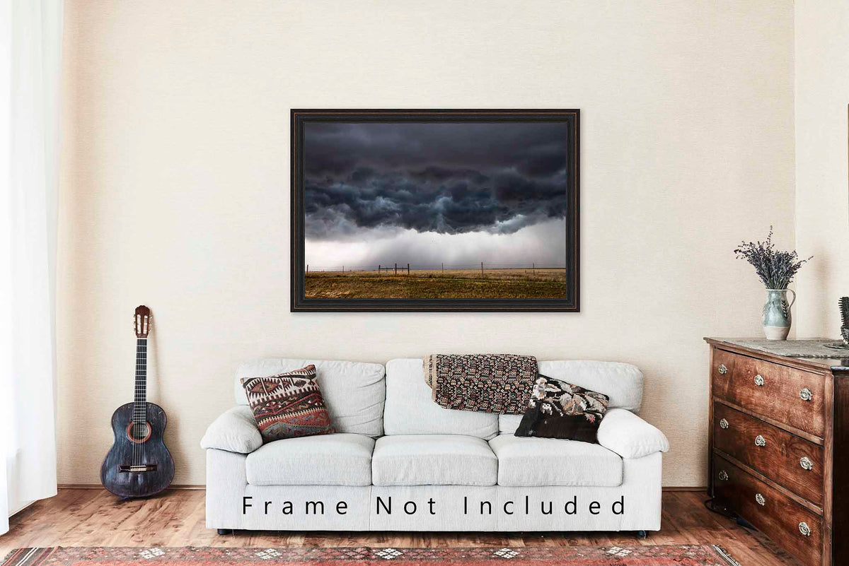 Storm Clouds Boiling Over Plains in Kansas Photo Print (Unframed) | Thunderstorm Wall Art Weather Decor