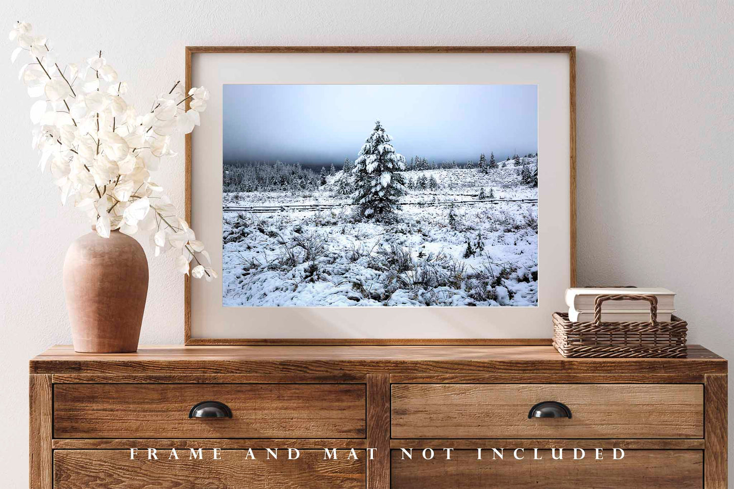 Snowy Pine Tree Photography Print | Winter Landscape Picture | Rocky Mountains Wall Art | Wyoming Photo | Nature Decor | Not Framed