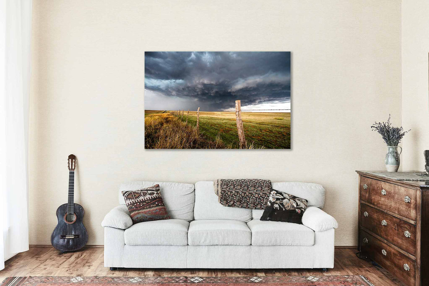 Storm Metal Print | Barbed Wire Fence Photography | Thunderstorm Wall Art | Texas Photo | Western Decor | Ready to Hang