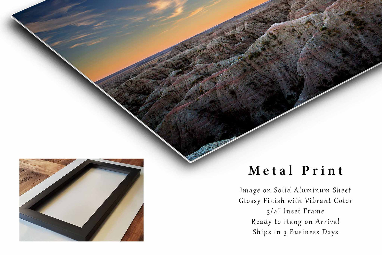 Badlands National Park Metal Print | Sunset Photography | Great Plains Wall Art | South Dakota Landscape Photo | Nature Decor | Ready to Hang