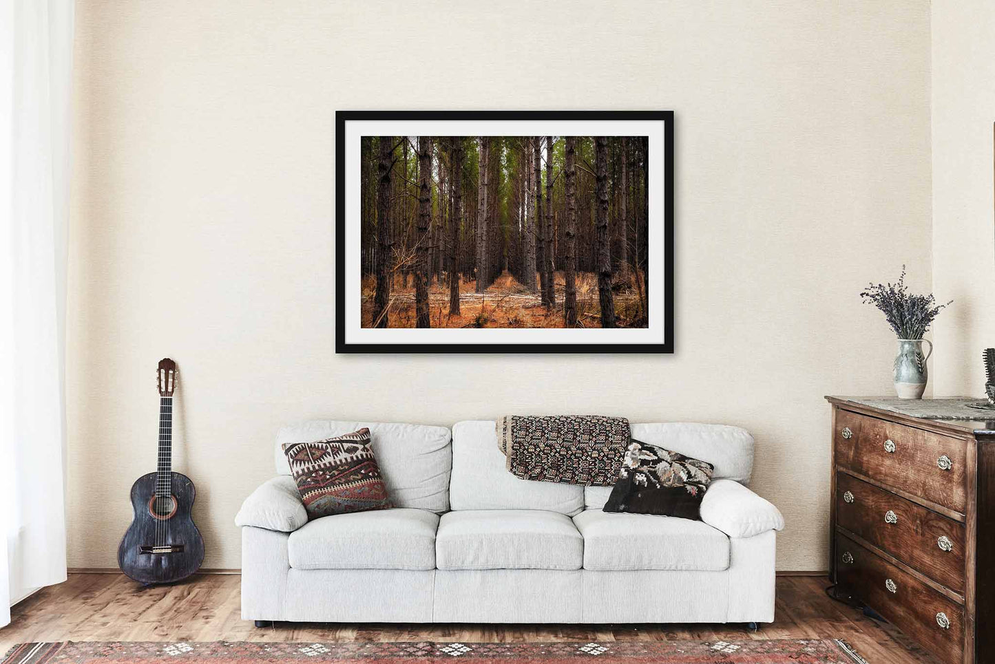 Pine Tree Rows in Mississippi Framed Print | Southern Wall Art Nature Decor