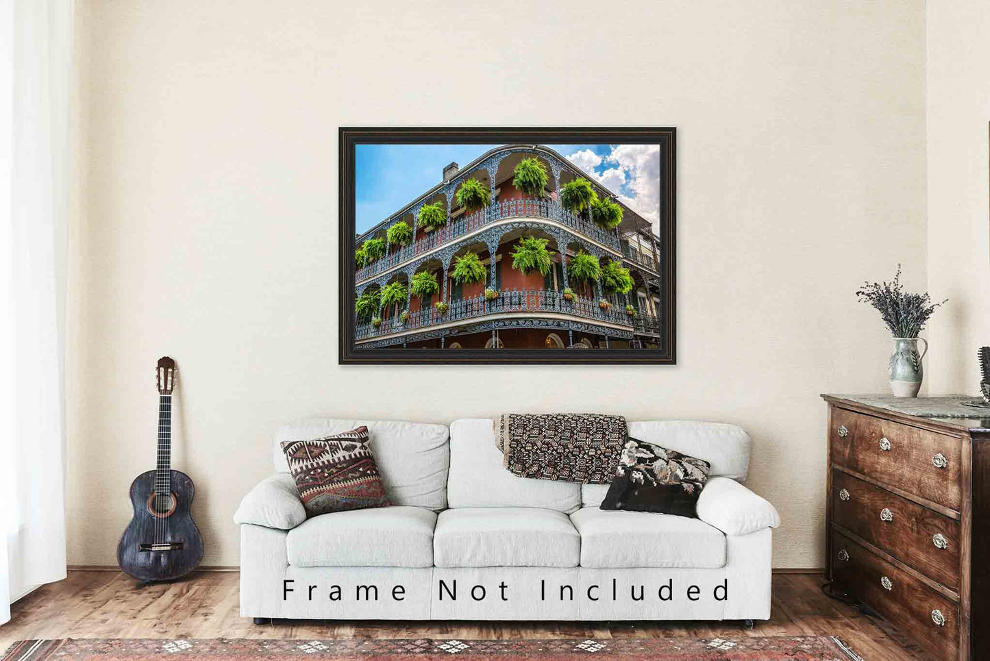 NOLA Photography Print (Not Framed) Picture of Corner Building with Hanging Ferns in New Orleans Louisiana Wall Art French Quarter Decor