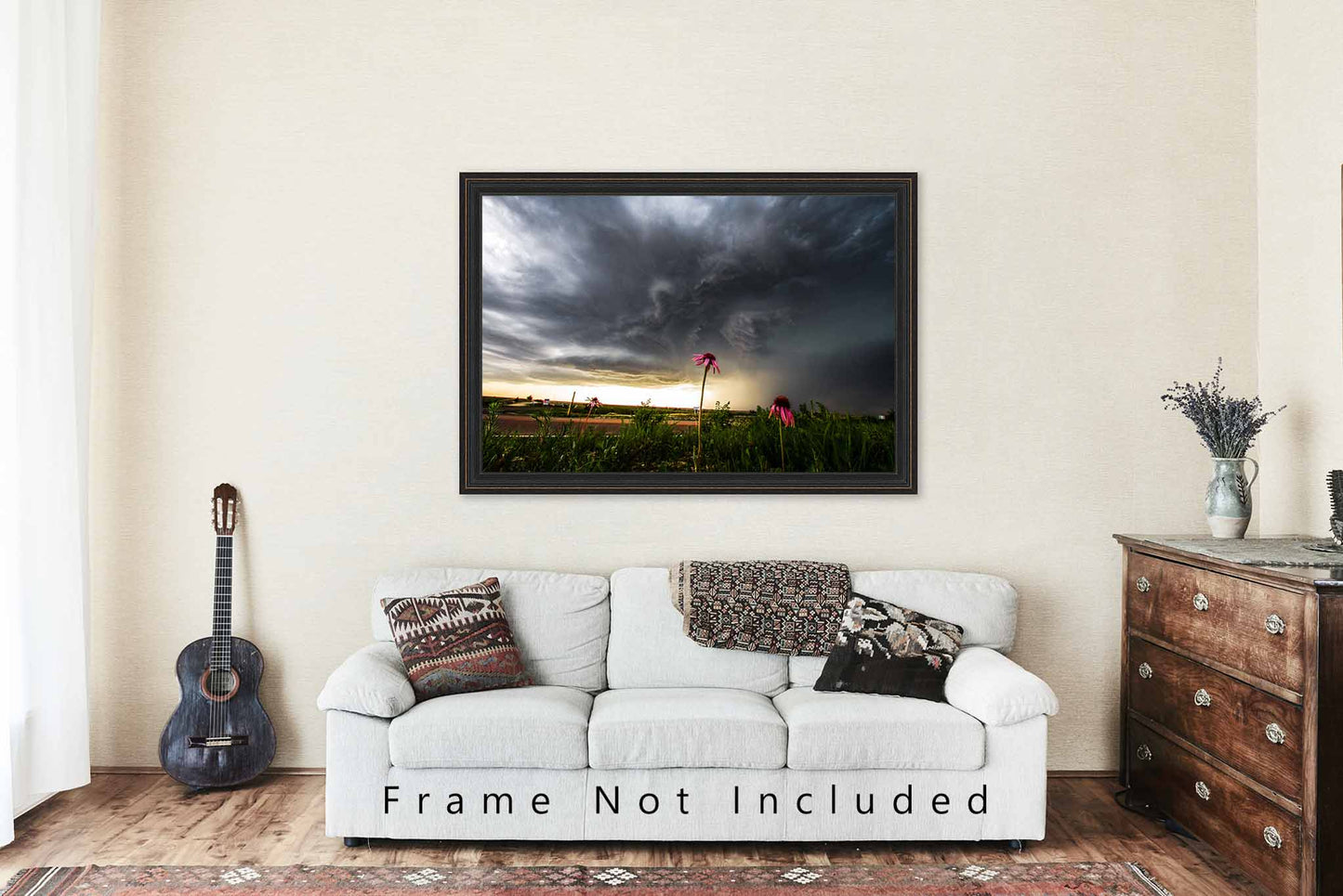 Flower Picture - Fine Art Nature Photography Print of Wildflowers and Storm on Spring Day in Kansas Weather Wall Art Floral Photo Decor