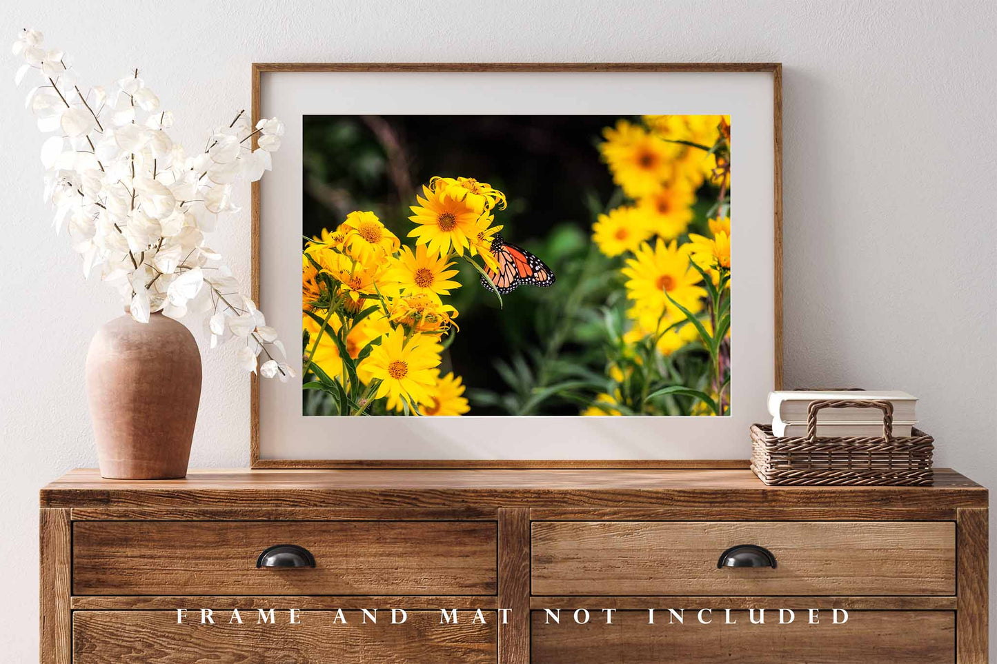 Wildflowers Photography Print | Monarch Butterfly Picture | Flower Wall Art | Oklahoma Photo | Nature Decor | Not Framed