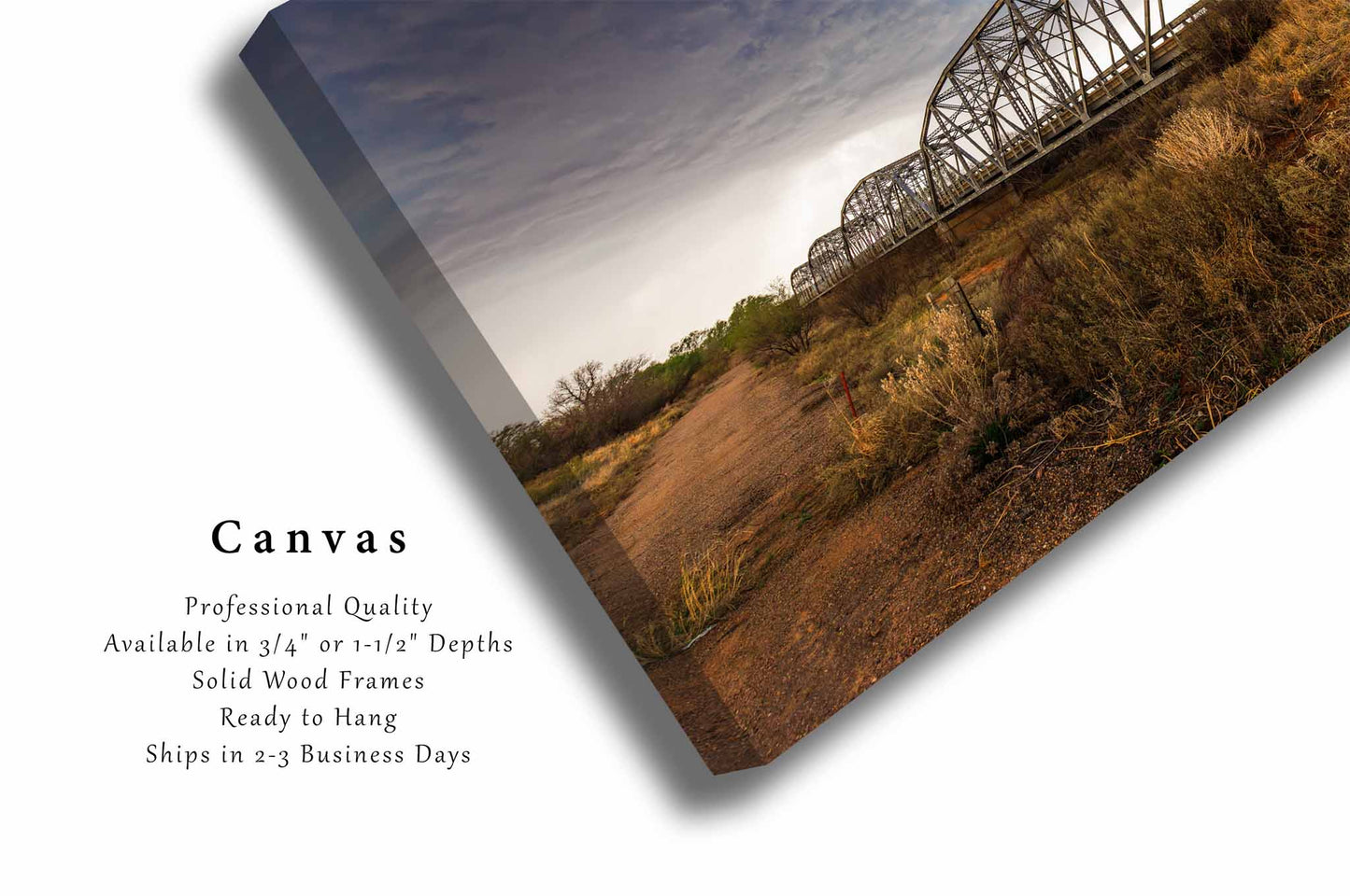 Storm Canvas Wall Art (Ready to Hang) Thunderstorm Over Old Bridge in Texas Panhandle | Great Plains Photography Weather Decor