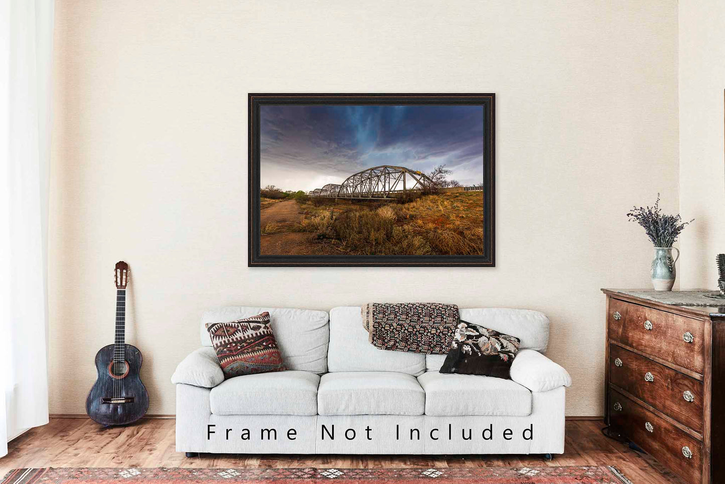 Storm Photography Print (Unframed) Thunderstorm Over Old Bridge in Texas Panhandle | Great Plains Wall Art Weather Decor