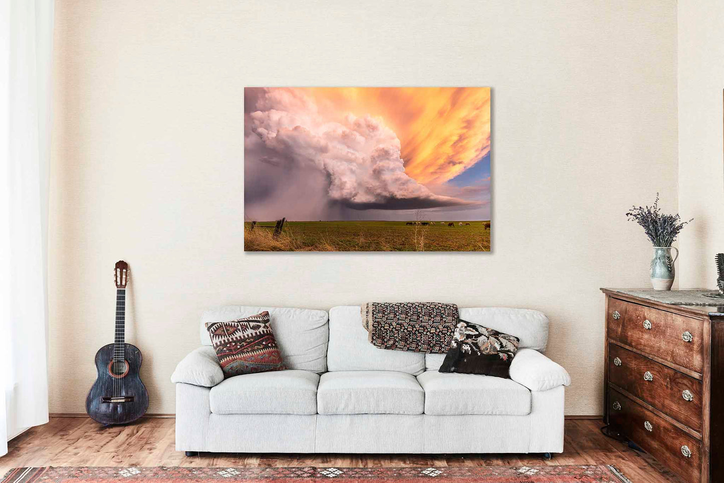 Storm Metal Print | Supercell Thunderstorm at Sunset Photography | Weather Wall Art | Kansas Landscape Photo | Prairie Decor | Ready to Hang