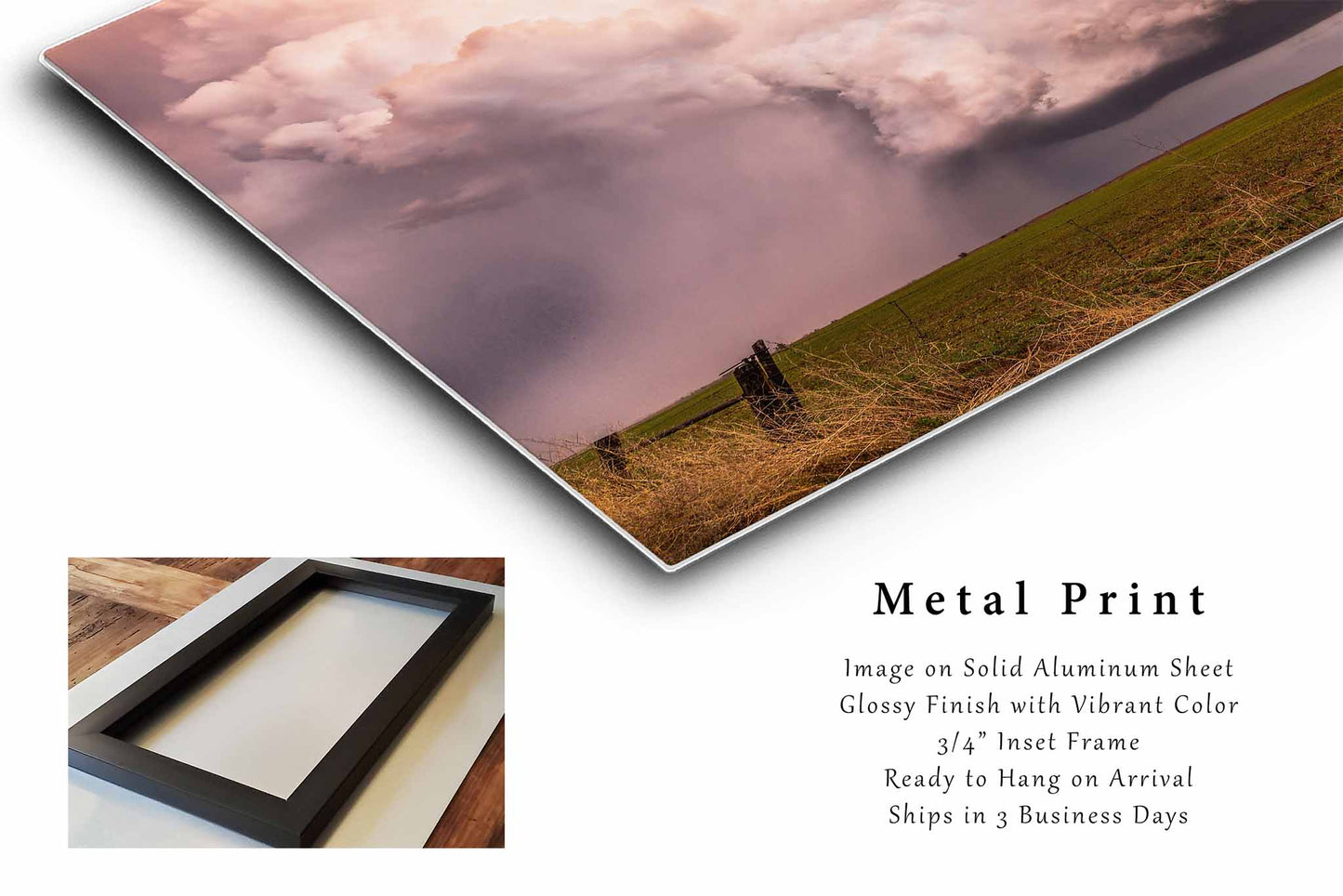 Storm Metal Print | Supercell Thunderstorm at Sunset Photography | Weather Wall Art | Kansas Landscape Photo | Prairie Decor | Ready to Hang