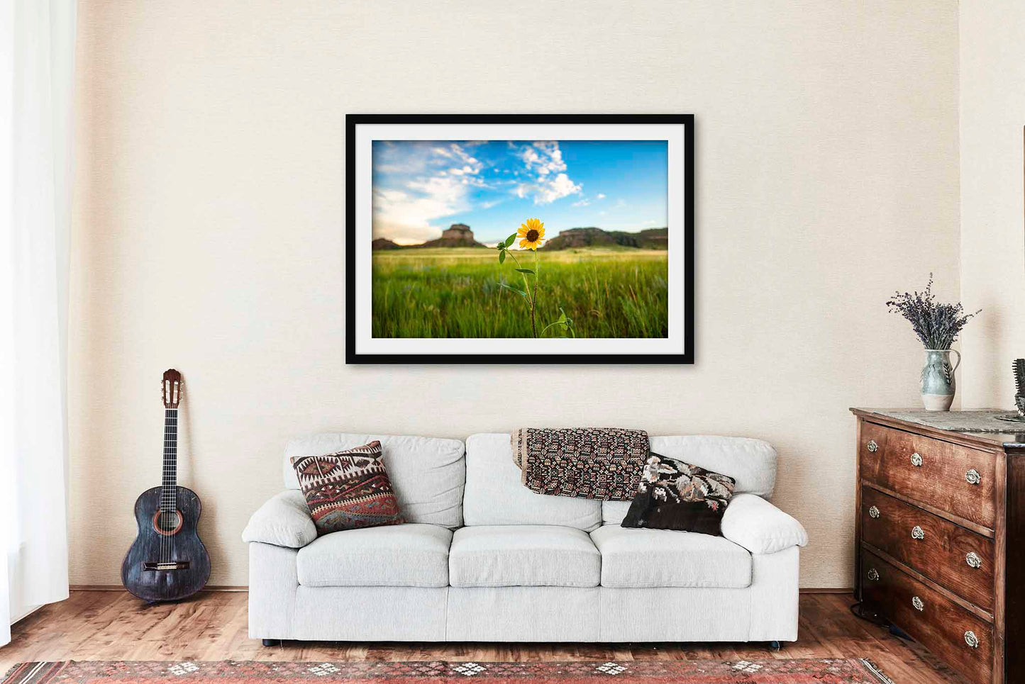 Sunflower Framed and Matted Print | Prairie Photo | Great Plains Decor | Nebraska Landscape Photography | Nature Wall Art | Ready to Hang