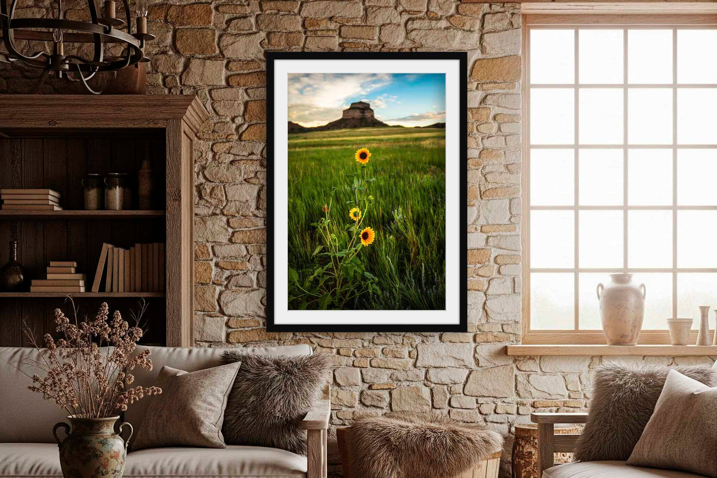 Prairie Sunflowers Framed and Matted Print | Vertical Wildflower Photo | Great Plains Decor | Nebraska Landscape Photography | Western Wall Art | Ready to Hang