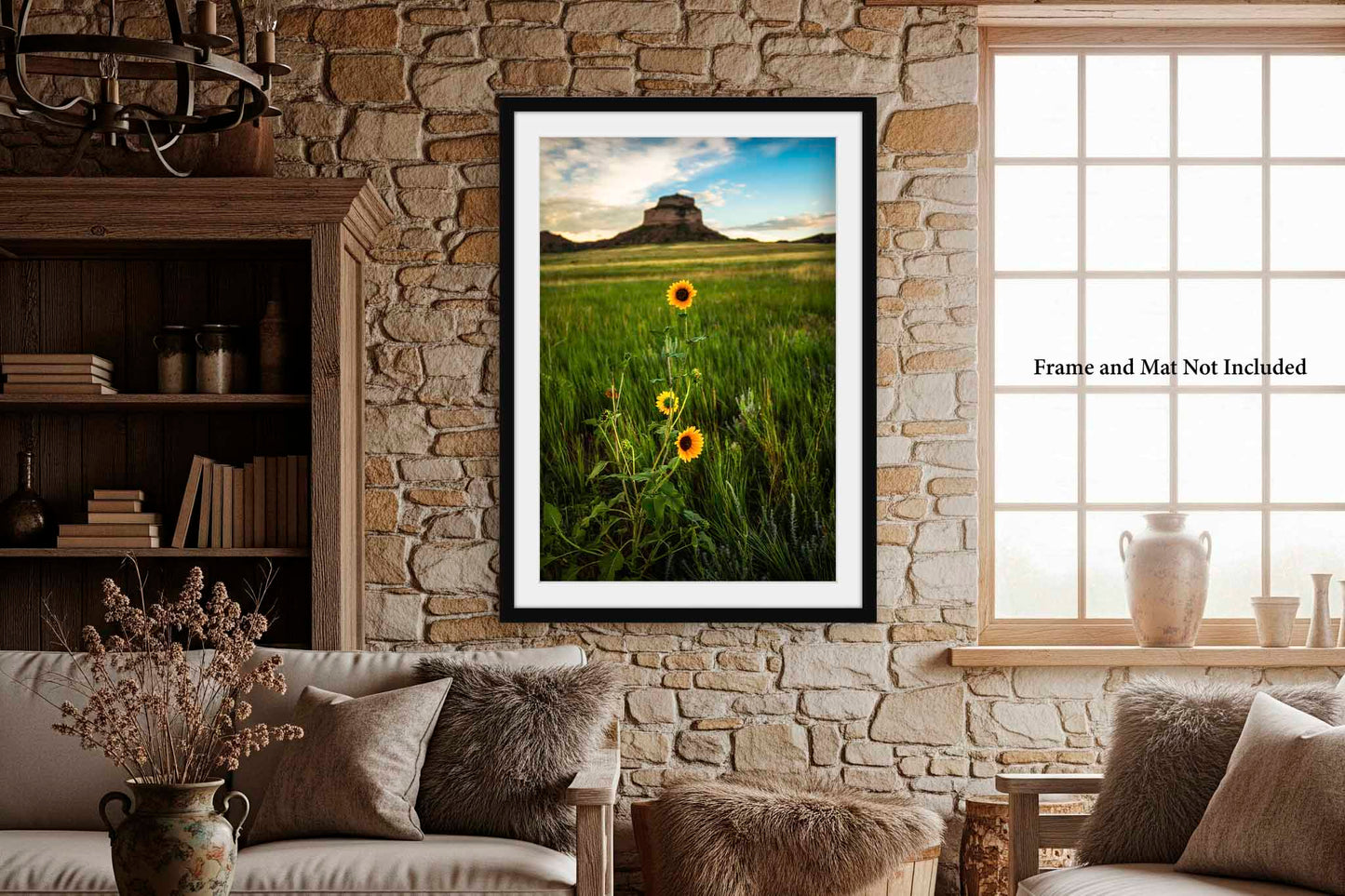 Sunflower Photography Print | Vertical Prairie Picture | Botanical Wall Art | Nebraska Landscape Photo | Western Decor | Not Framed