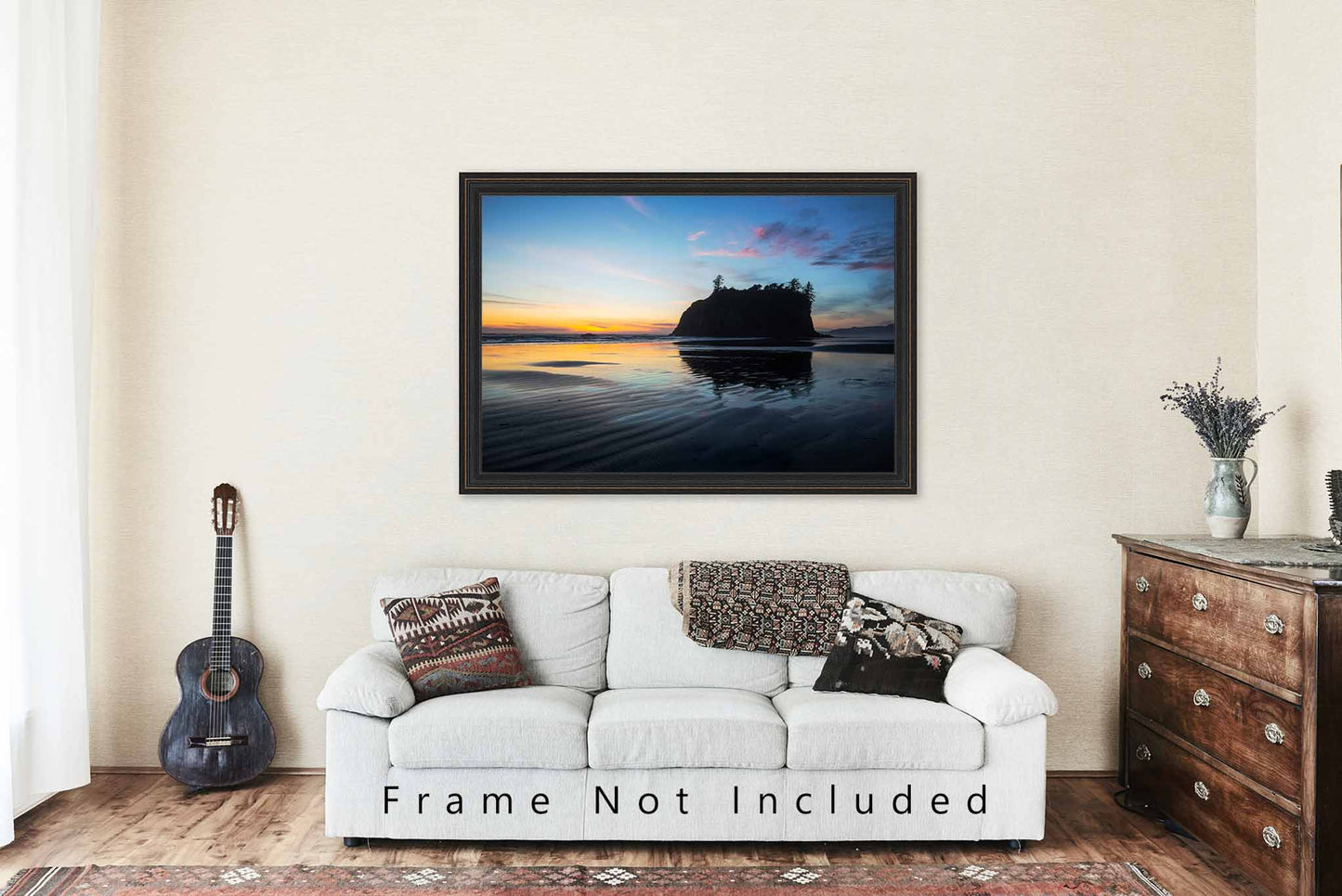 Pacific Northwest Photography Print (Not Framed) Picture of Sea Stack at Sunset at Ruby Beach Washington Seascape Wall Art Coastal Decor