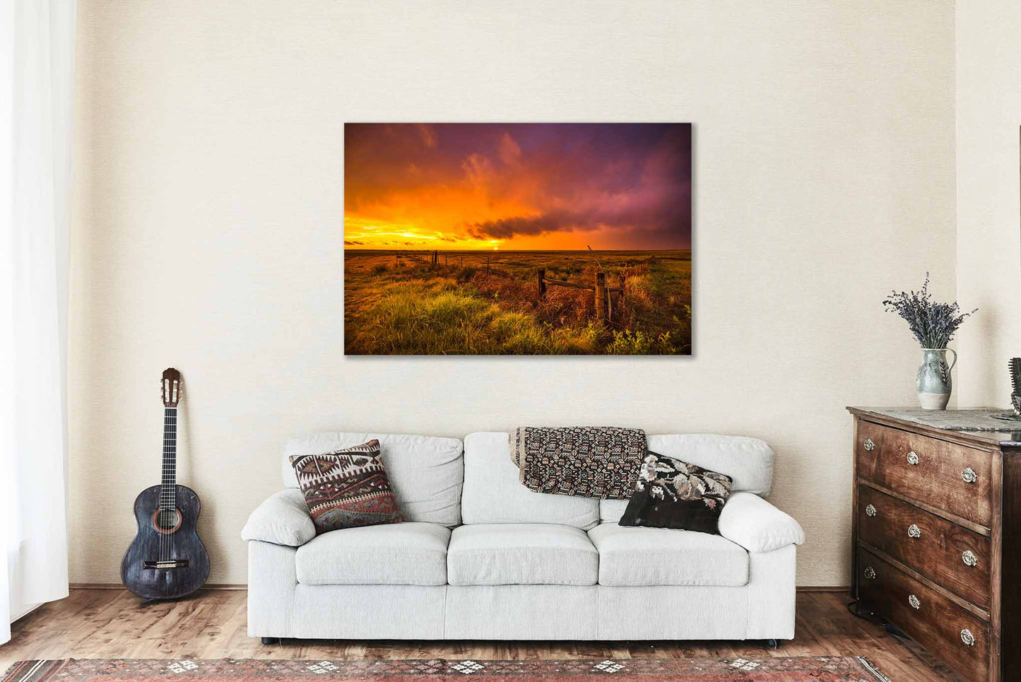 Great Plains Metal Print | Sunset Over Prairie Photo | Stormy Sky Photography | Oklahoma Picture | Western Decor