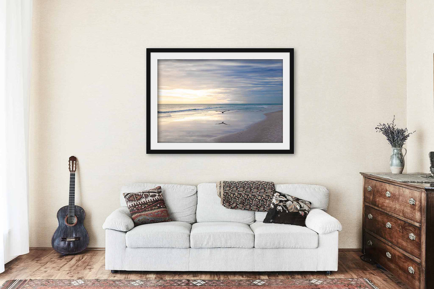 Sea Bird Flying Over Waves at Pensacola Beach Florida Framed Print | Gulf Coast Wall Art Coastal Decor