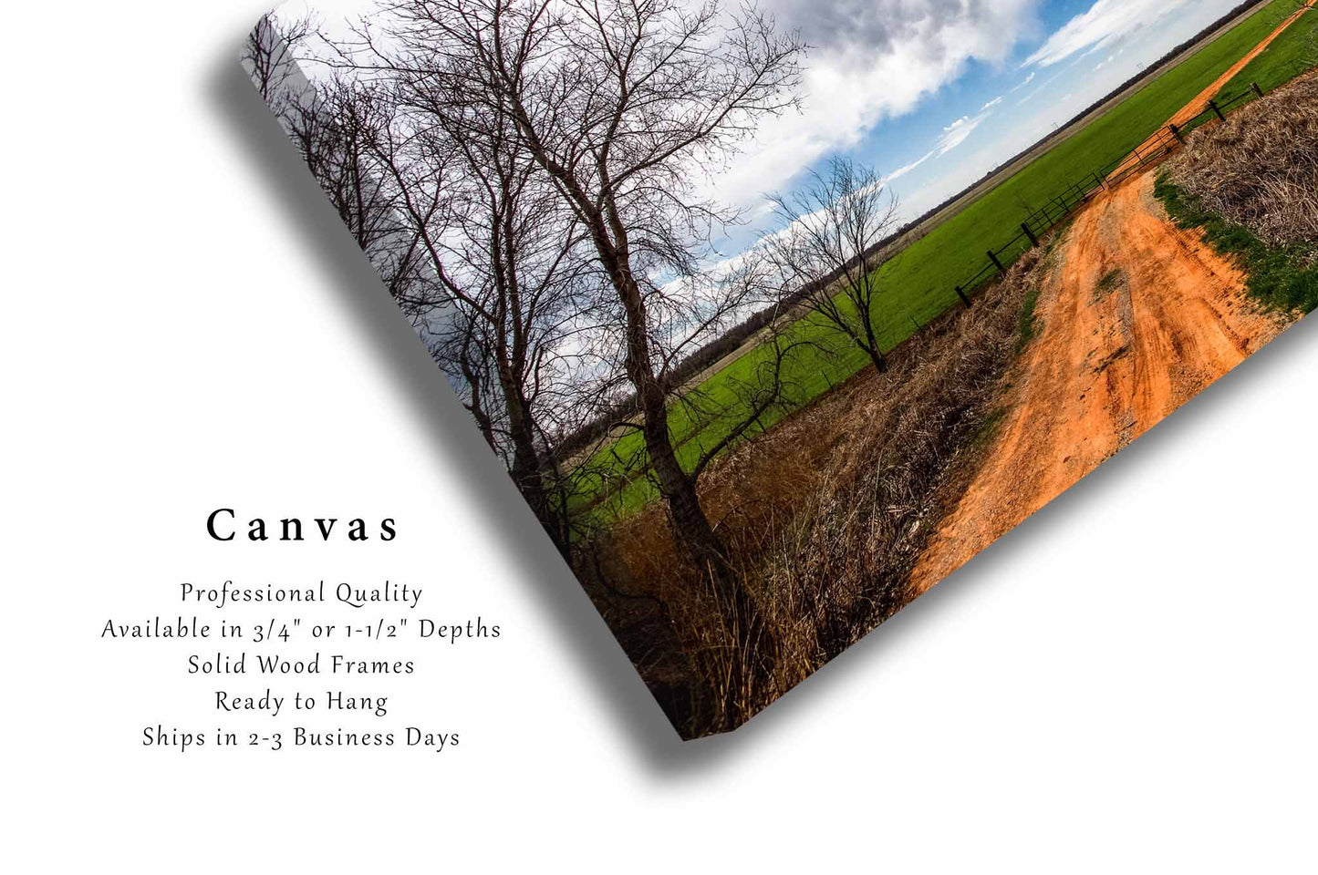 Dirt Road Canvas | Country Scene Gallery Wrap | Rural Photography | Oklahoma Landscape Wall Art | Farmhouse Decor | Ready to Hang