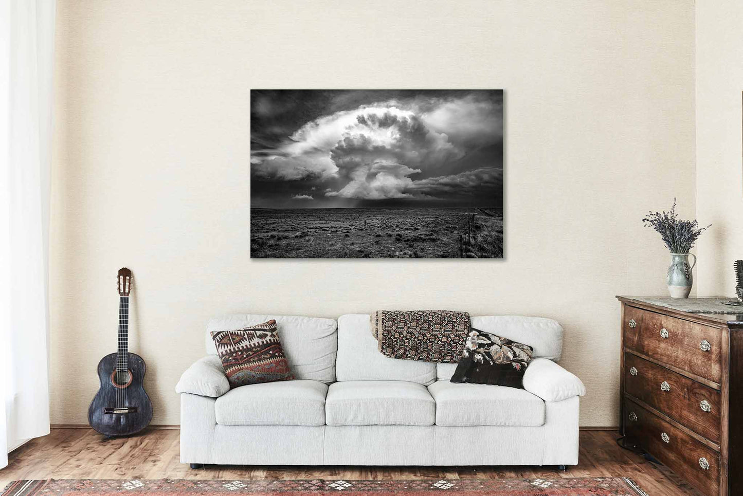 Storm Metal Print | Supercell Thunderstorm Photography | Black and White Wall Art | Oklahoma Sky Photo | Nature Decor | Ready to Hang