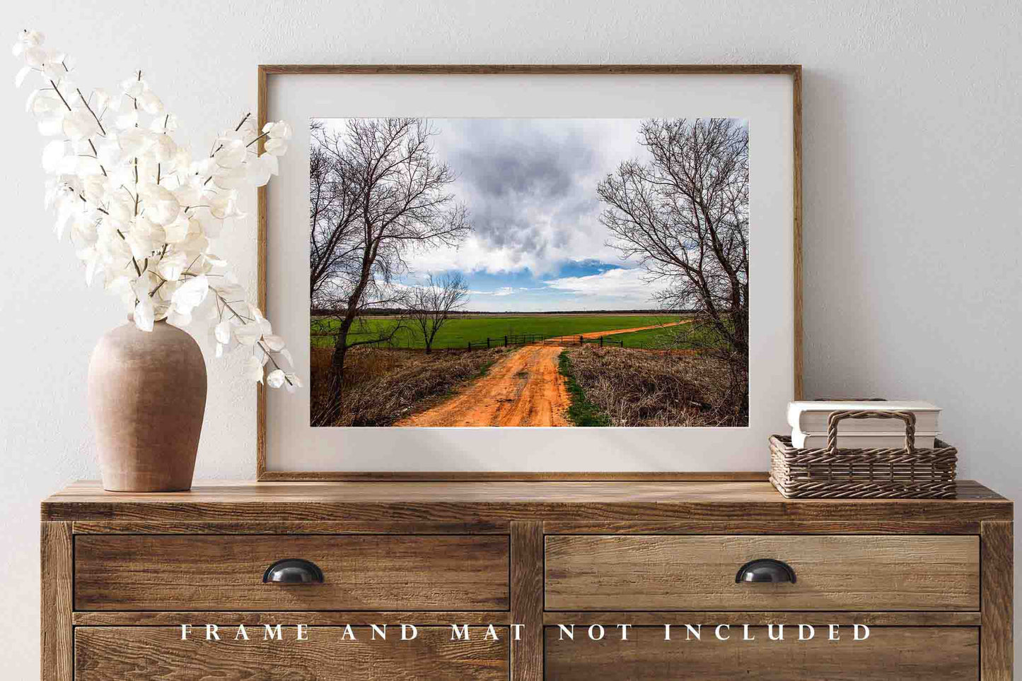 Country Road Photography Print - Picture of Old Dirt Road Leading Back Home to Memories in Oklahoma Country Style Home Decor 4x6 to 30x45