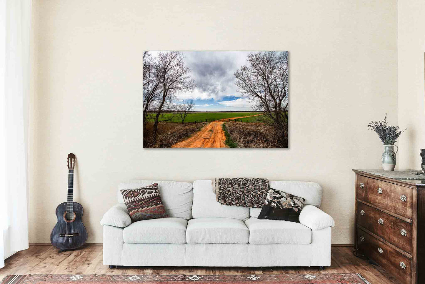 Country Metal Print | Dirt Road Leading to Field Photo | Nostalgic Photography | Oklahoma Picture | Farmhouse Decor