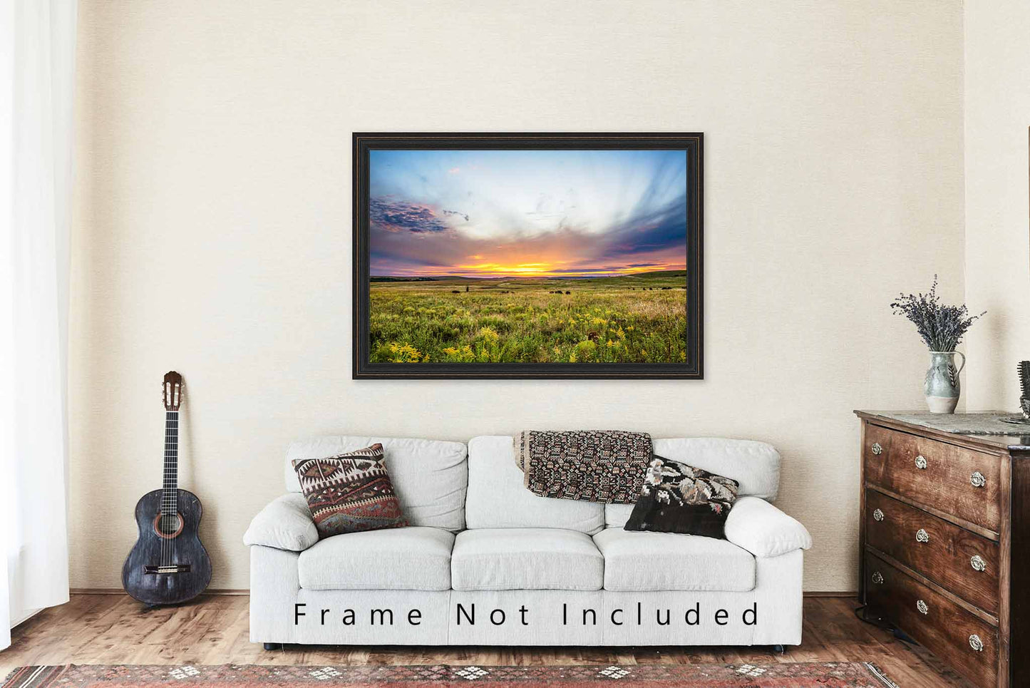 Great Plains Photography Print (Not Framed) Picture of Warm Sunset Over Tallgrass Prairie in Osage County Oklahoma Landscape Wall Art Western Decor