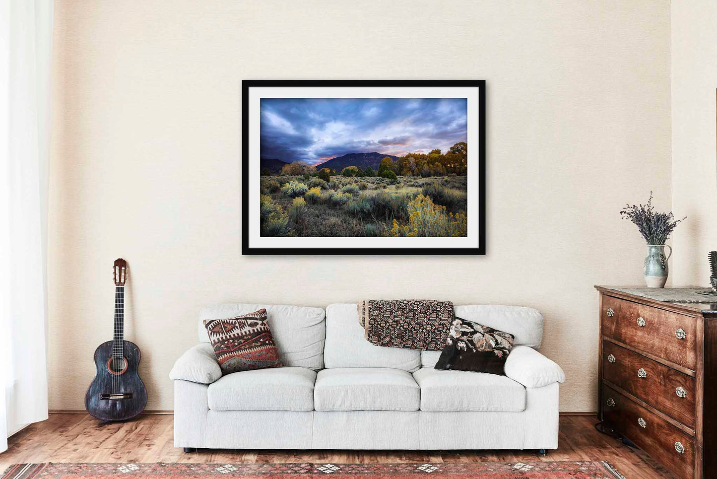 Taos Mountain Framed and Matted Print | High Desert Photo | Rocky Mountain Decor | New Mexico Landscape Photography | Nature Wall Art | Ready to Hang