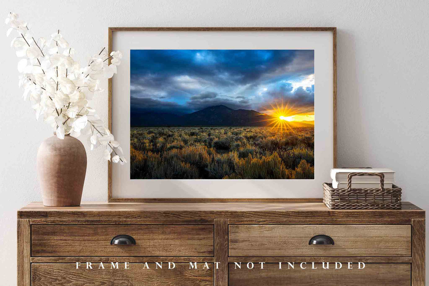 High Desert Photography Print (Not Framed) Picture of Sun Twinkle Behind Taos Mountain in Taos New Mexico Rocky Mountain Wall Art Nature Decor