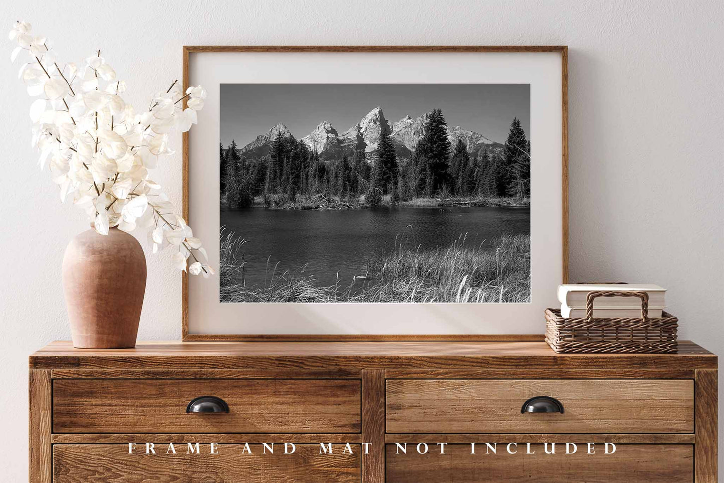 Grand Tetons Photography Print | Black and White Picture | National Park Wall Art | Wyoming Landscape Photo | Rocky Mountain Decor | Not Framed