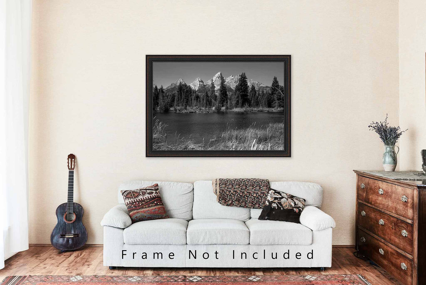 Grand Tetons Photography Print | Black and White Picture | National Park Wall Art | Wyoming Landscape Photo | Rocky Mountain Decor | Not Framed