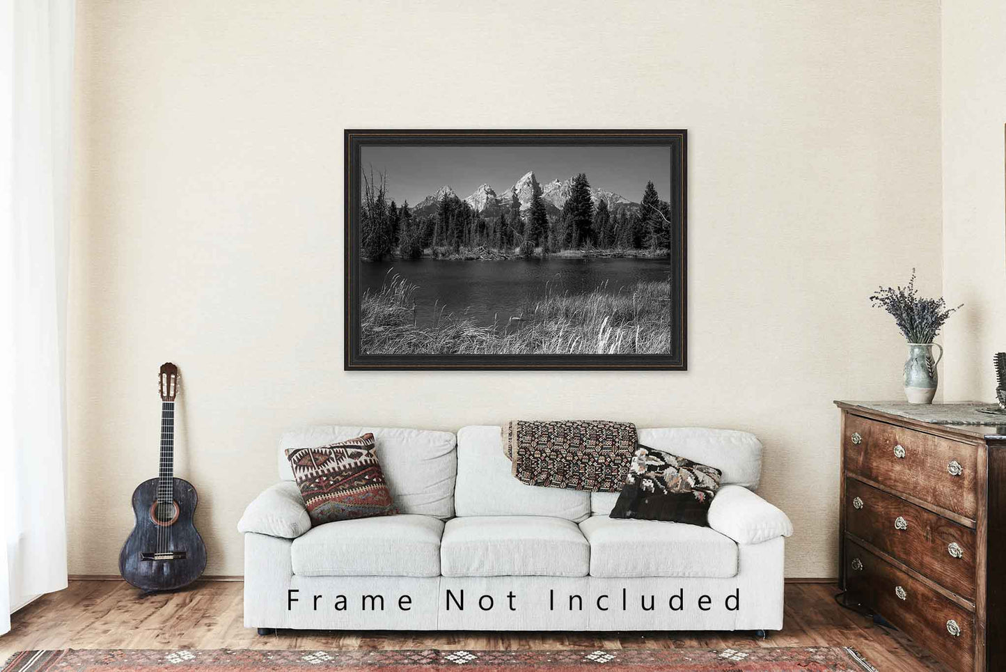 Black and White Print of Grand Teton - Wyoming Wall Art Picture Rocky Mountain Home Decor - Landscape Photography Photo Artwork
