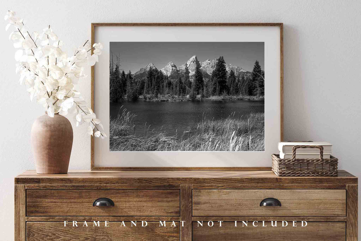 Black and White Print of Grand Teton - Wyoming Wall Art Picture Rocky Mountain Home Decor - Landscape Photography Photo Artwork